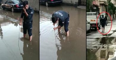 Yer: Adana! Yağmurda tıkanan kanalizasyonu komiser açtı